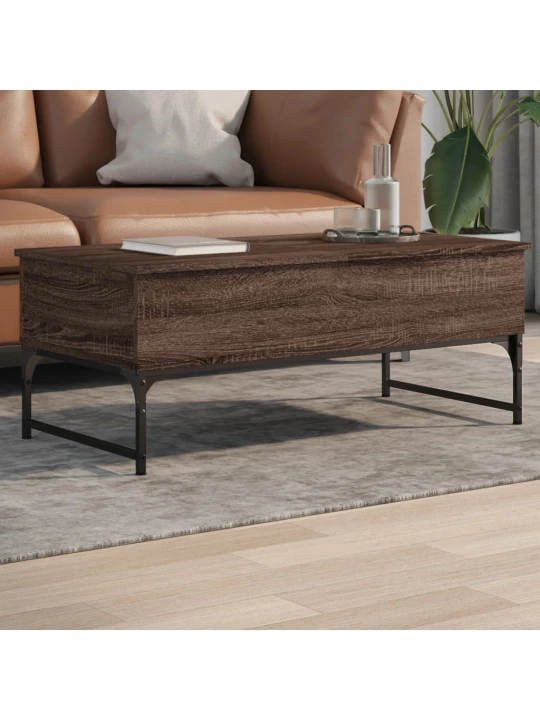 Konferenční stolek hnědý dub 100 x 50 x 40 cm kompozit a kov