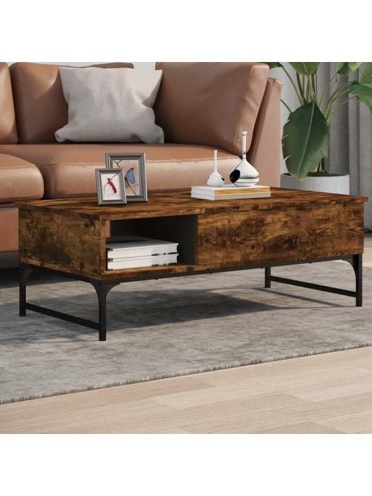 Konferenční stolek kouřový dub 100 x 50 x 35 cm kompozit a kov