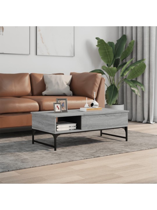 Konferenční stolek šedý sonoma 100 x 50 x 35 cm kompozit a kov