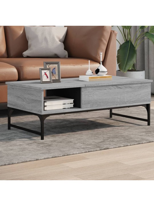 Konferenční stolek šedý sonoma 100 x 50 x 35 cm kompozit a kov