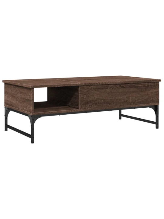 Konferenční stolek hnědý dub 100 x 50 x 35 cm kompozit a kov