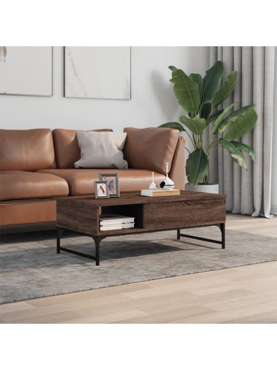 Konferenční stolek hnědý dub 100 x 50 x 35 cm kompozit a kov
