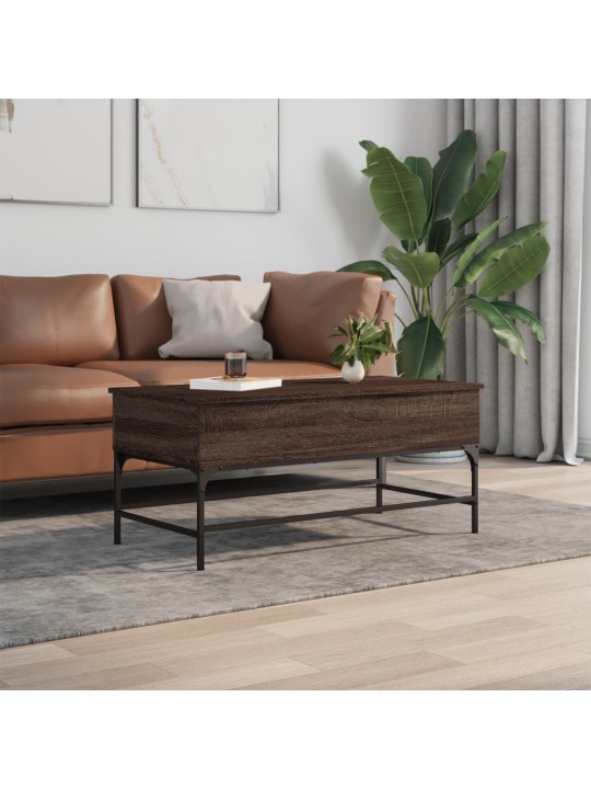 Konferenční stolek hnědý dub 100 x 50 x 45 cm kompozit a kov