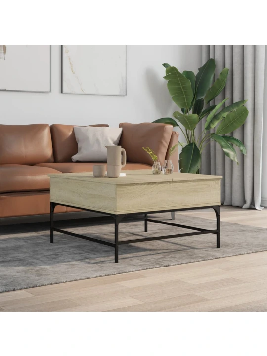 Konferenční stolek dub sonoma 80 x 80 x 45 cm kompozit a kov