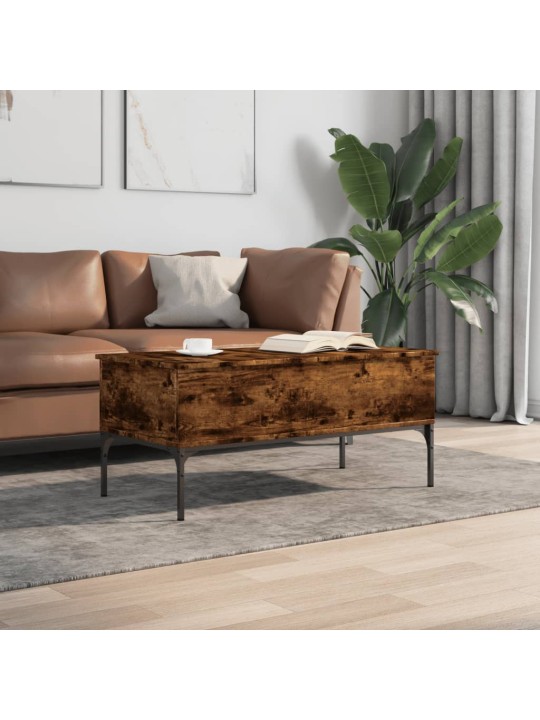 Konferenční stolek kouřový dub 100 x 50 x 45 cm kompozit a kov