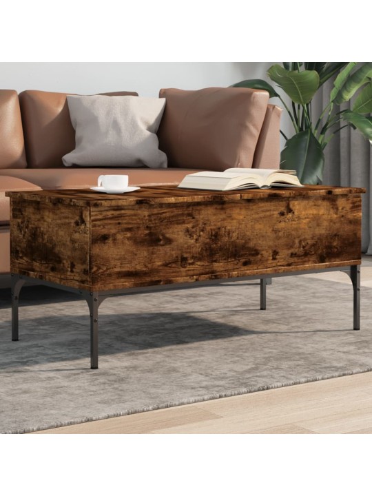 Konferenční stolek kouřový dub 100 x 50 x 45 cm kompozit a kov