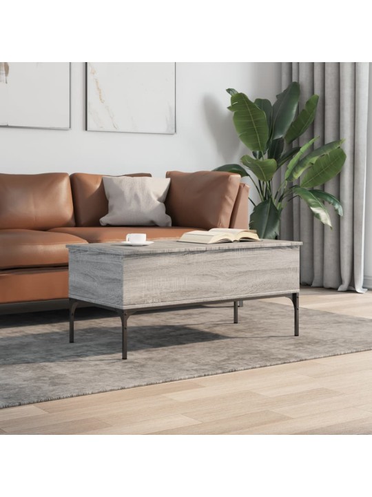 Konferenční stolek šedý sonoma 100 x 50 x 45 cm kompozit a kov