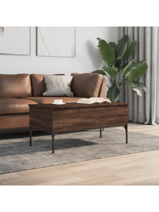 Konferenční stolek hnědý dub 100 x 50 x 45 cm kompozit a kov