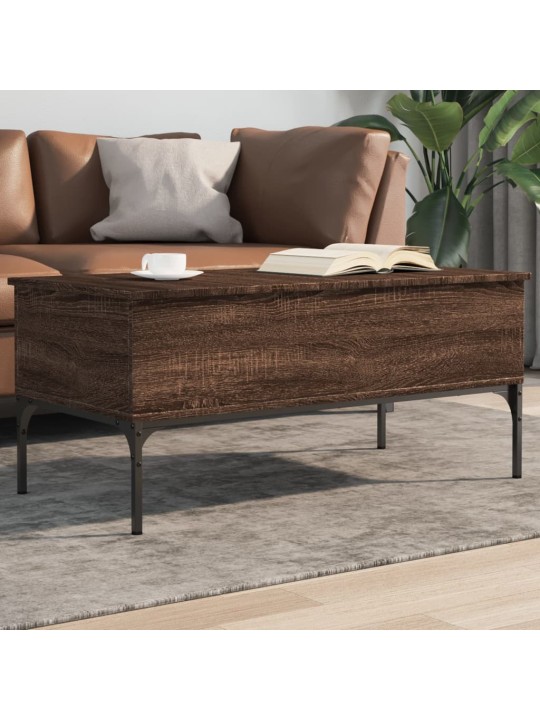 Konferenční stolek hnědý dub 100 x 50 x 45 cm kompozit a kov