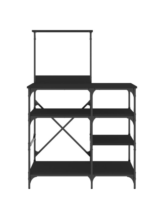 Kuchyňský regál černý 90 x 40 x 132 cm kompozitní dřevo a kov
