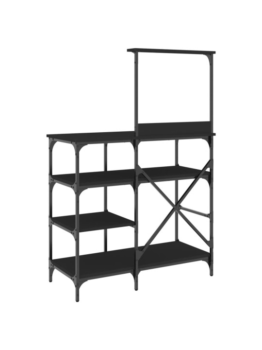 Kuchyňský regál černý 90 x 40 x 132 cm kompozitní dřevo a kov