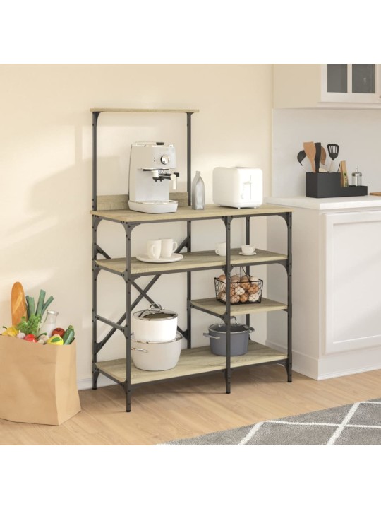 Kuchyňský regál dub sonoma 90x40x132 cm kompozitní dřevo a kov
