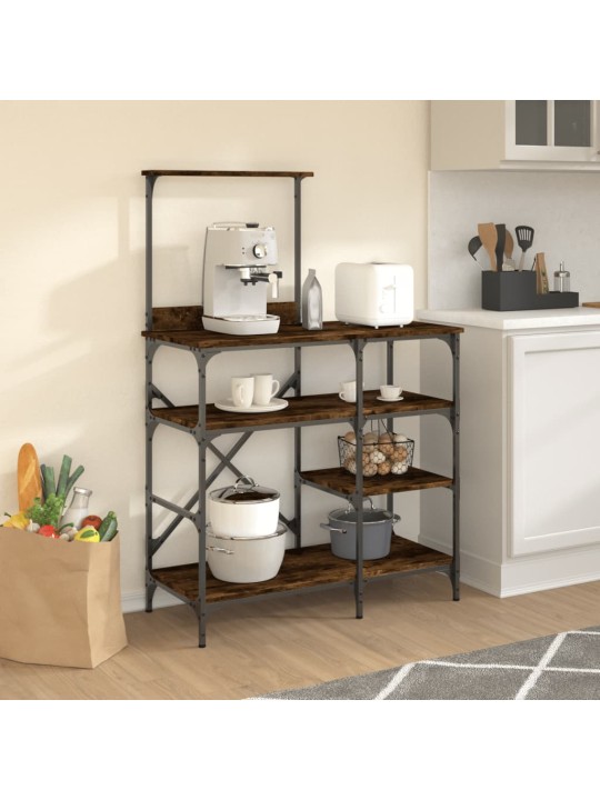 Kuchyňský regál kouřový dub 90x40x132 cm kompozitní dřevo a kov