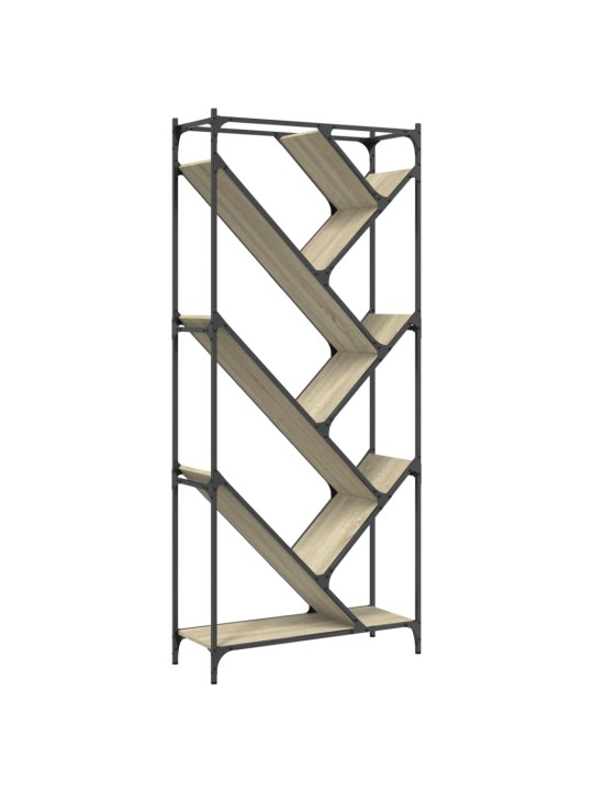 Knihovna dub sonoma 79 x 30 x 180 cm kompozitní dřevo a kov