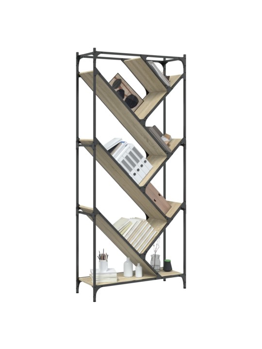 Knihovna dub sonoma 79 x 30 x 180 cm kompozitní dřevo a kov