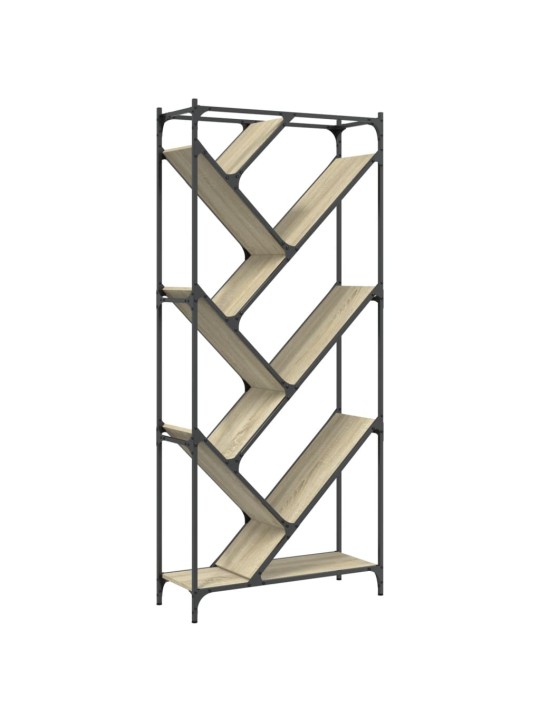 Knihovna dub sonoma 79 x 30 x 180 cm kompozitní dřevo a kov
