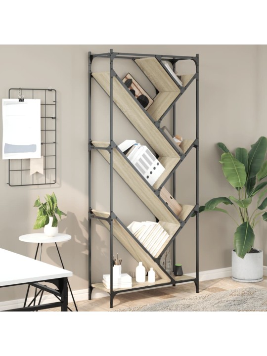 Knihovna dub sonoma 79 x 30 x 180 cm kompozitní dřevo a kov