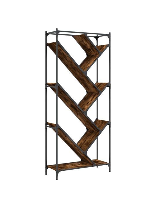 Knihovna kouřový dub 79 x 30 x 180 cm kompozitní dřevo a kov