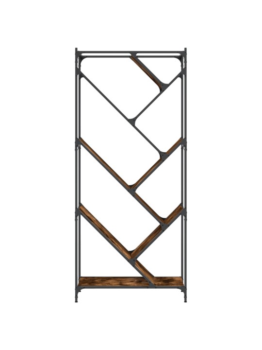 Knihovna kouřový dub 79 x 30 x 180 cm kompozitní dřevo a kov