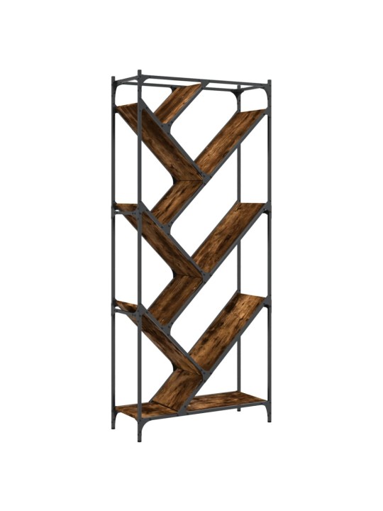 Knihovna kouřový dub 79 x 30 x 180 cm kompozitní dřevo a kov