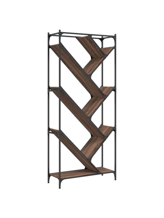 Knihovna hnědý dub 79 x 30 x 180 cm kompozitní dřevo a kov