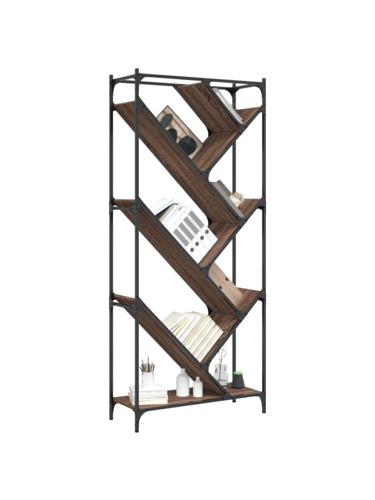 Knihovna hnědý dub 79 x 30 x 180 cm kompozitní dřevo a kov
