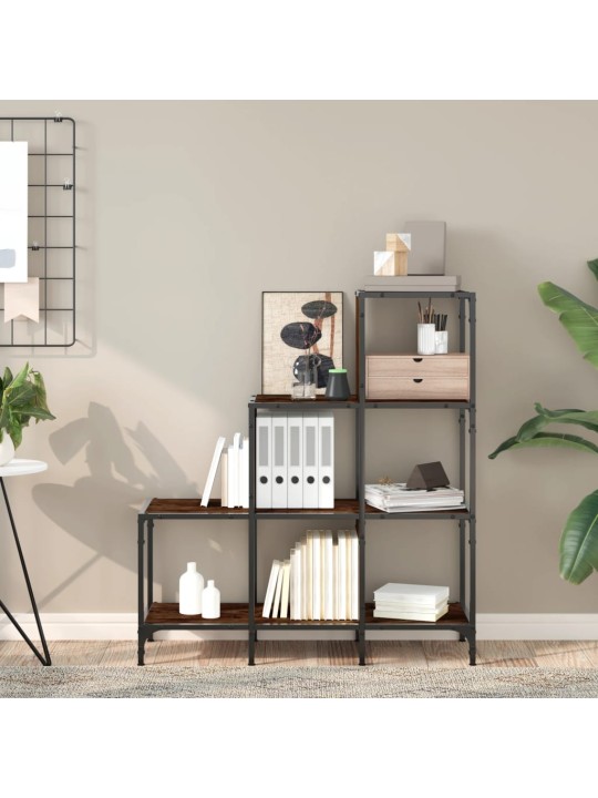Knihovna kouřový dub 92 x 30 x 102 cm kompozitní dřevo a kov