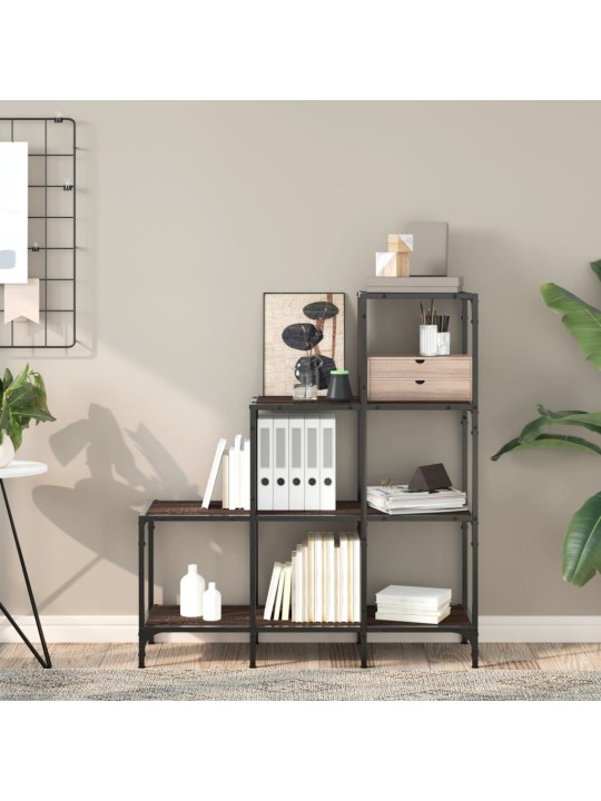 Knihovna hnědý dub 92 x 30 x 102 cm kompozitní dřevo a kov