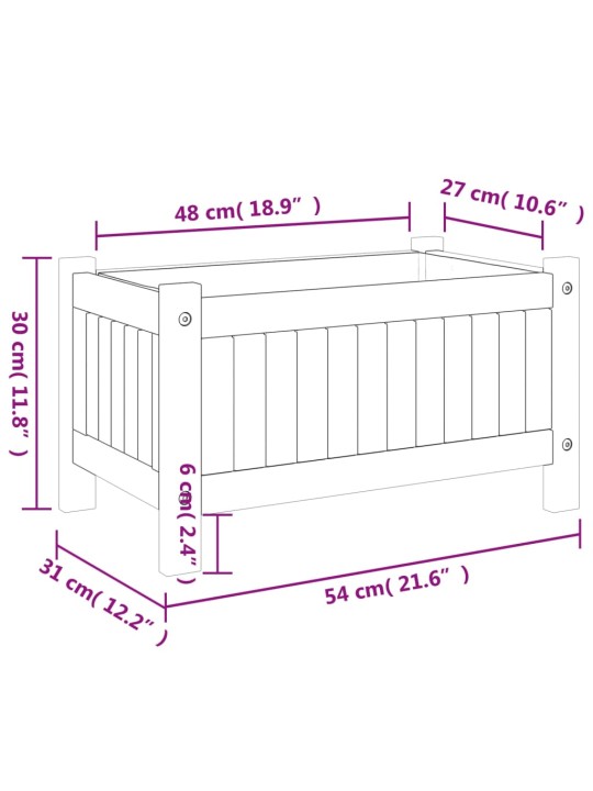 Zahradní truhlík s vložkou 54x31x30 cm masivní akáciové dřevo