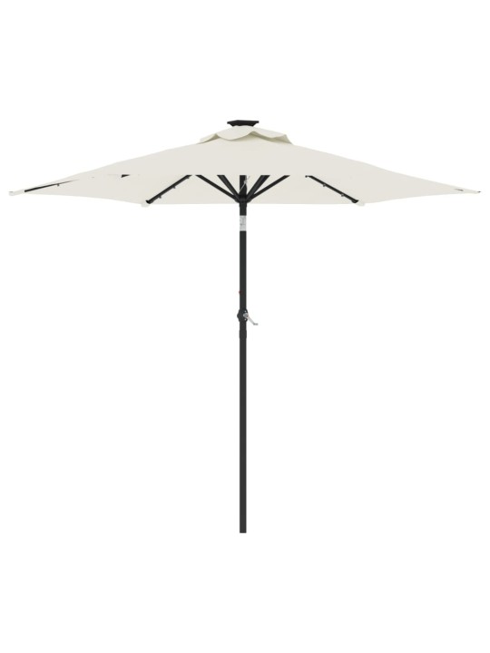 Zahradní slunečník s LED a ocelovou tyčí bílý 225x225x212 cm