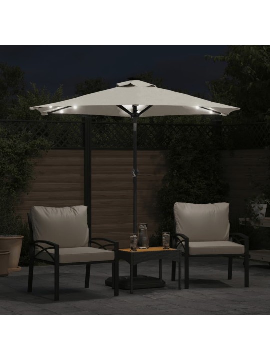Zahradní slunečník s LED a ocelovou tyčí bílý 225x225x212 cm
