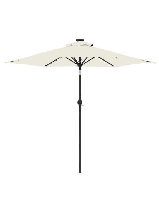 Zahradní slunečník s LED a ocelovou tyčí bílý 225x225x212 cm