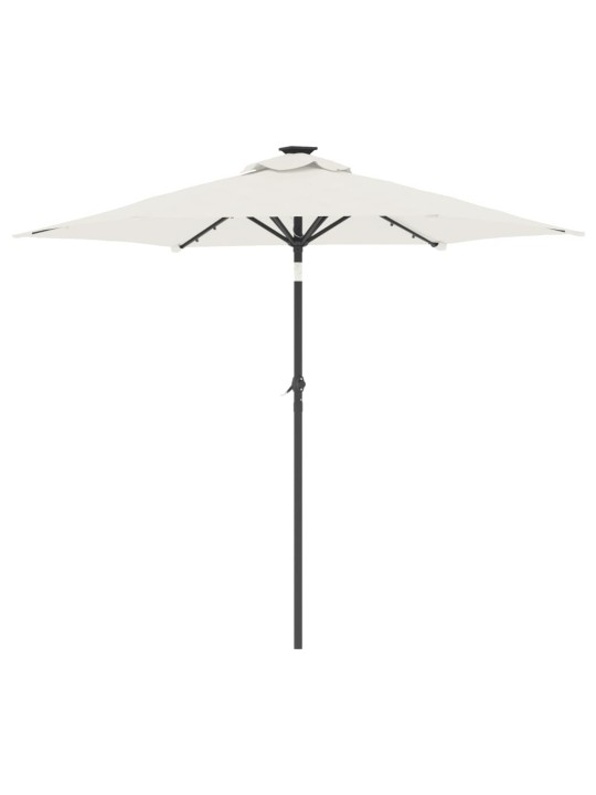 Zahradní slunečník s LED a ocelovou tyčí bílý 225x225x212 cm