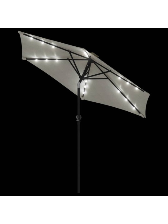 Zahradní slunečník s LED a ocelovou tyčí bílý 225x225x212 cm