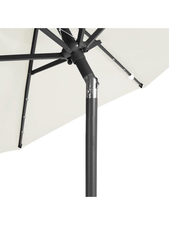 Zahradní slunečník s LED a ocelovou tyčí bílý 225x225x212 cm