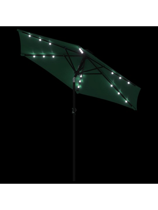 Zahradní slunečník s led a ocelovou tyčí zelený 225x225x212 cm