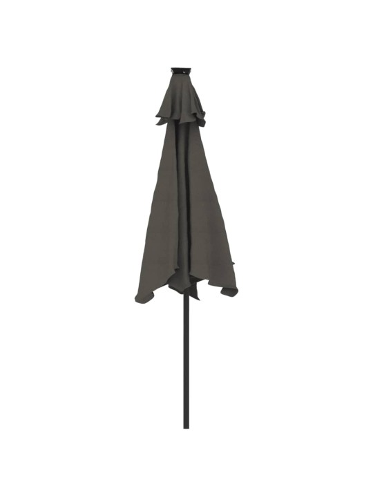 Zahradní slunečník s LED a ocelovou tyčí antracit 225x225x212cm