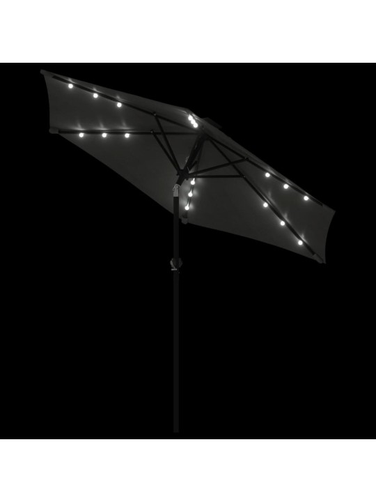 Zahradní slunečník s LED a ocelovou tyčí antracit 225x225x212cm