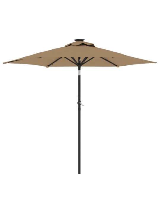 Zahradní slunečník s led a ocelovou tyčí taupe 225x225x212 cm