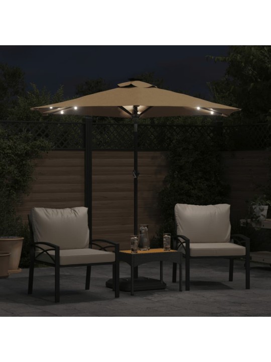 Zahradní slunečník s led a ocelovou tyčí taupe 225x225x212 cm