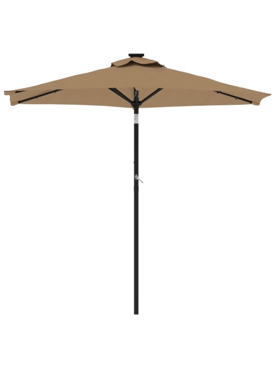 Zahradní slunečník s led a ocelovou tyčí taupe 225x225x212 cm