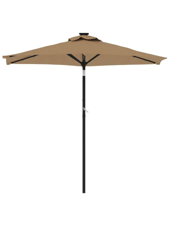Zahradní slunečník s led a ocelovou tyčí taupe 225x225x212 cm