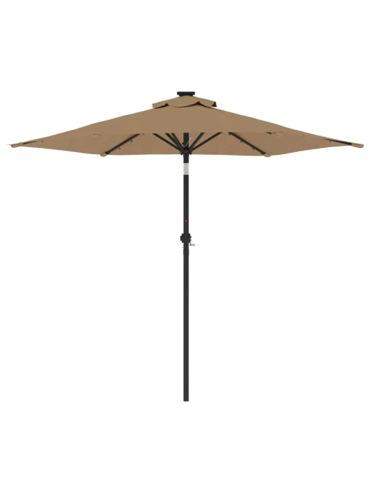 Zahradní slunečník s led a ocelovou tyčí taupe 225x225x212 cm