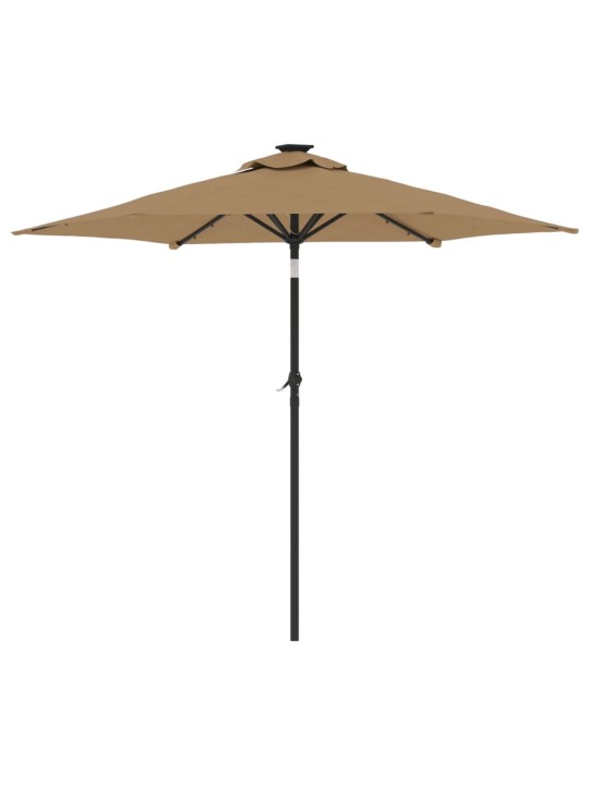 Zahradní slunečník s led a ocelovou tyčí taupe 225x225x212 cm