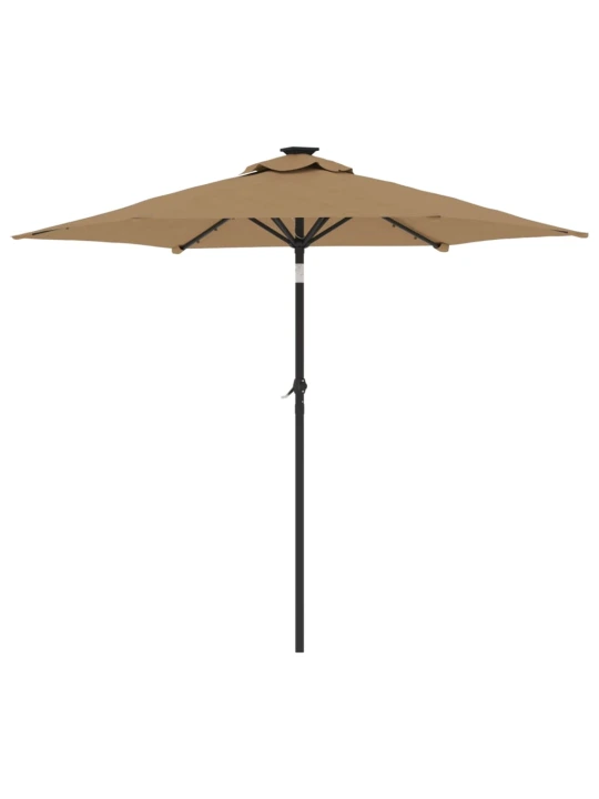 Zahradní slunečník s led a ocelovou tyčí taupe 225x225x212 cm