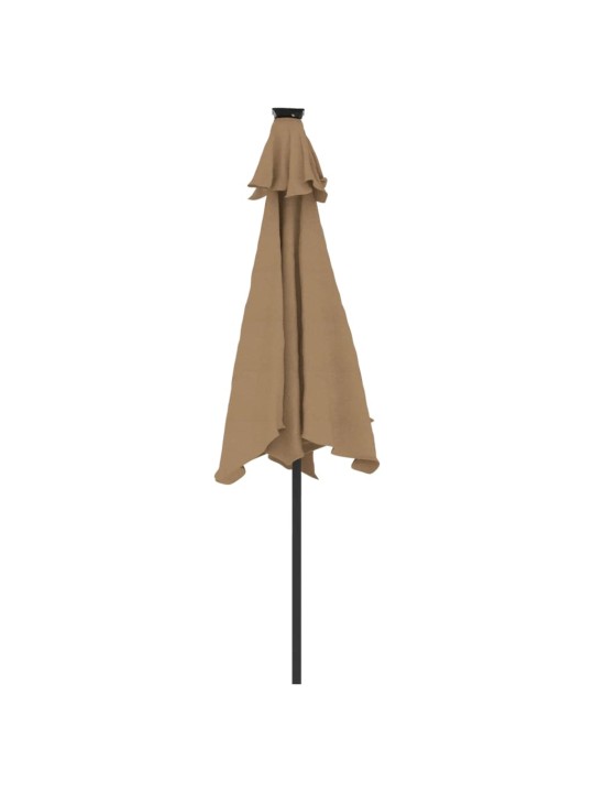 Zahradní slunečník s led a ocelovou tyčí taupe 225x225x212 cm