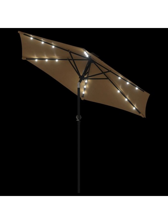 Zahradní slunečník s led a ocelovou tyčí taupe 225x225x212 cm