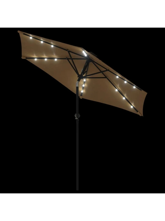 Zahradní slunečník s led a ocelovou tyčí taupe 225x225x212 cm
