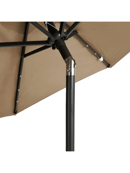 Zahradní slunečník s led a ocelovou tyčí taupe 225x225x212 cm