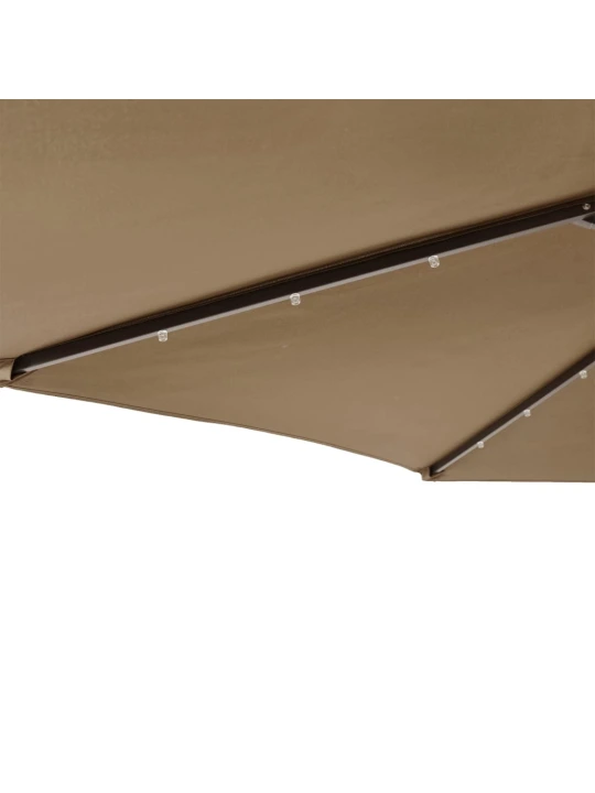 Zahradní slunečník s led a ocelovou tyčí taupe 225x225x212 cm